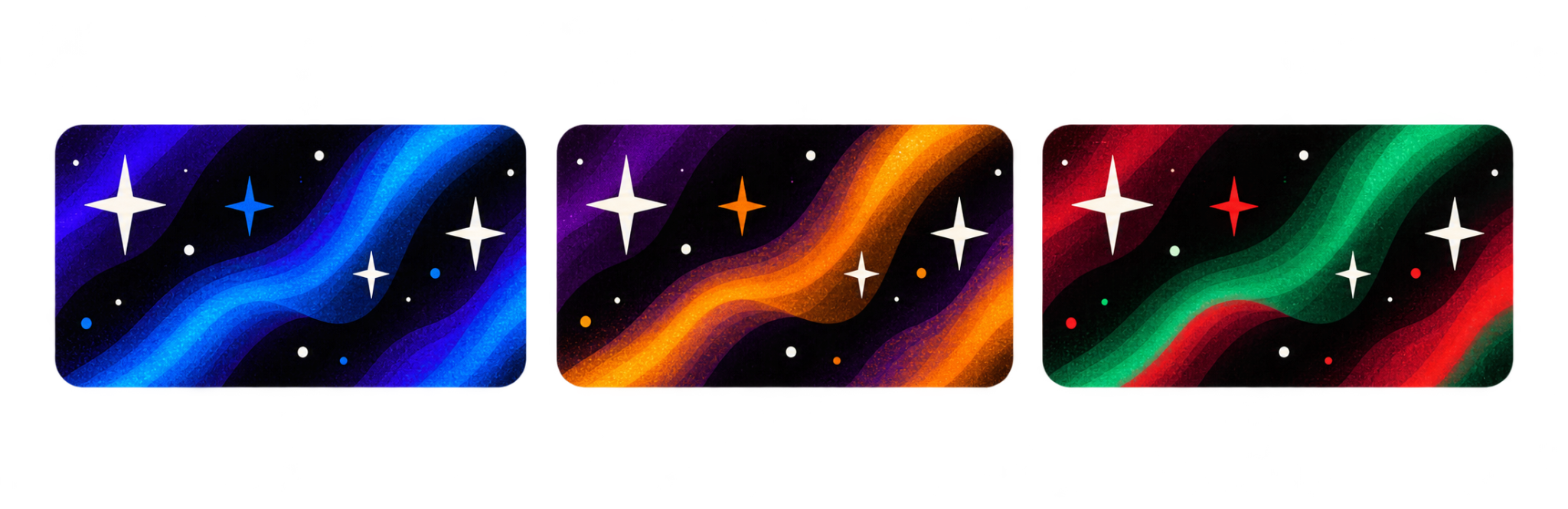 Strategic Space October rounded aurora badge: purple and orange with stars